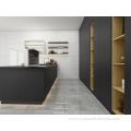 Complete PVC Lacquer Island Black Shaker Kitchen Cabinet